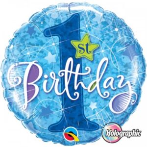 1° COMPLEANNO C/STELLINE HOLOG BLU