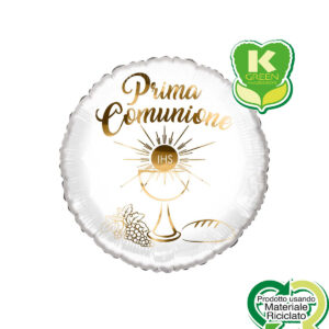 PRIMA COMUNIONE BIANCO TONDO 18"
